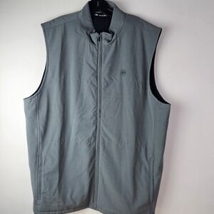 Travis Mathew Men's Gray Quilted Zip-Front Vest